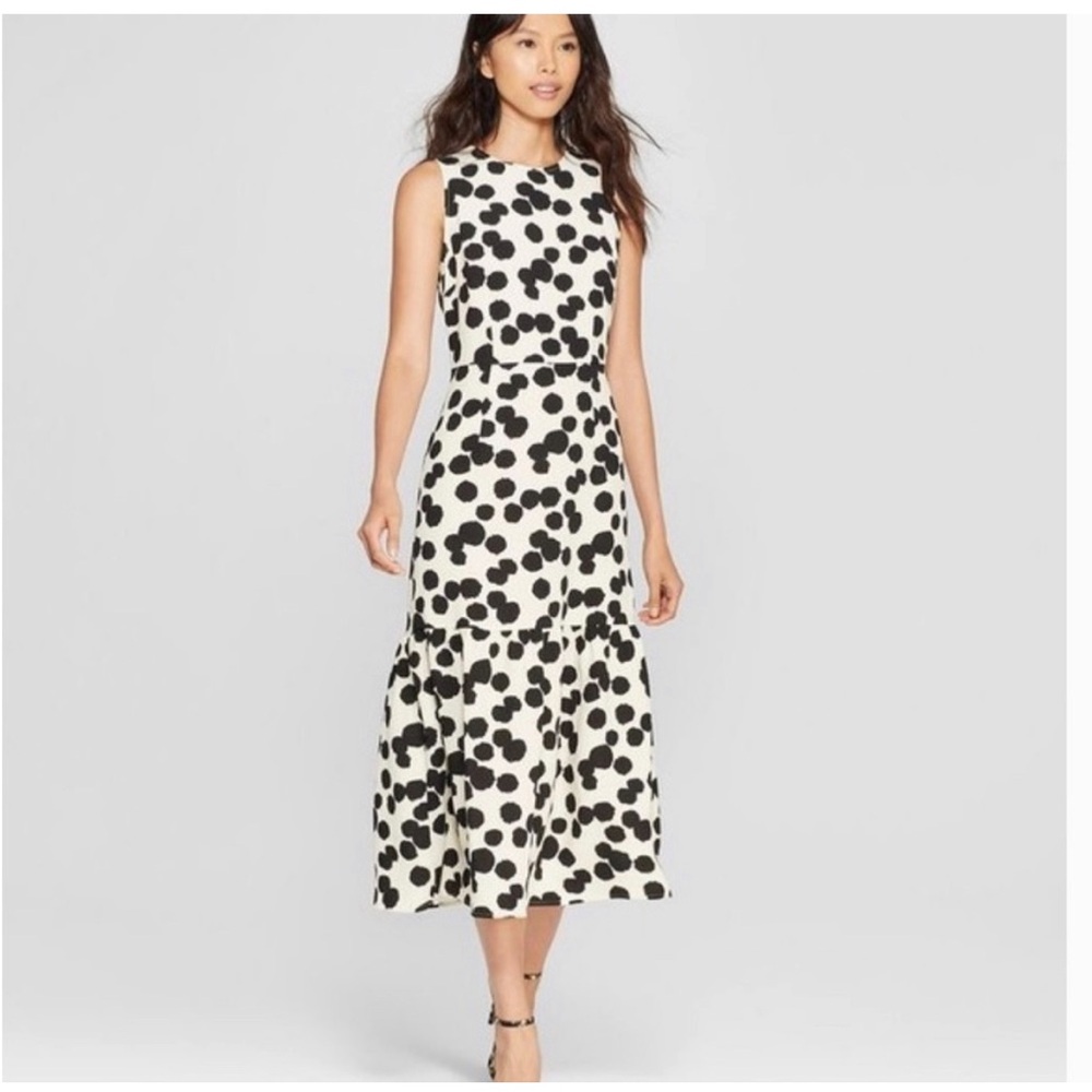 Who What Wear Black and White Midi Sundress XS